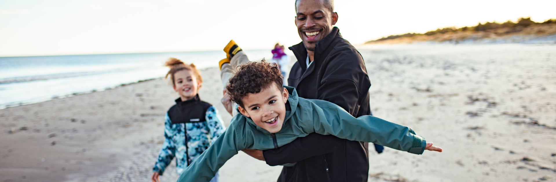 family on beach